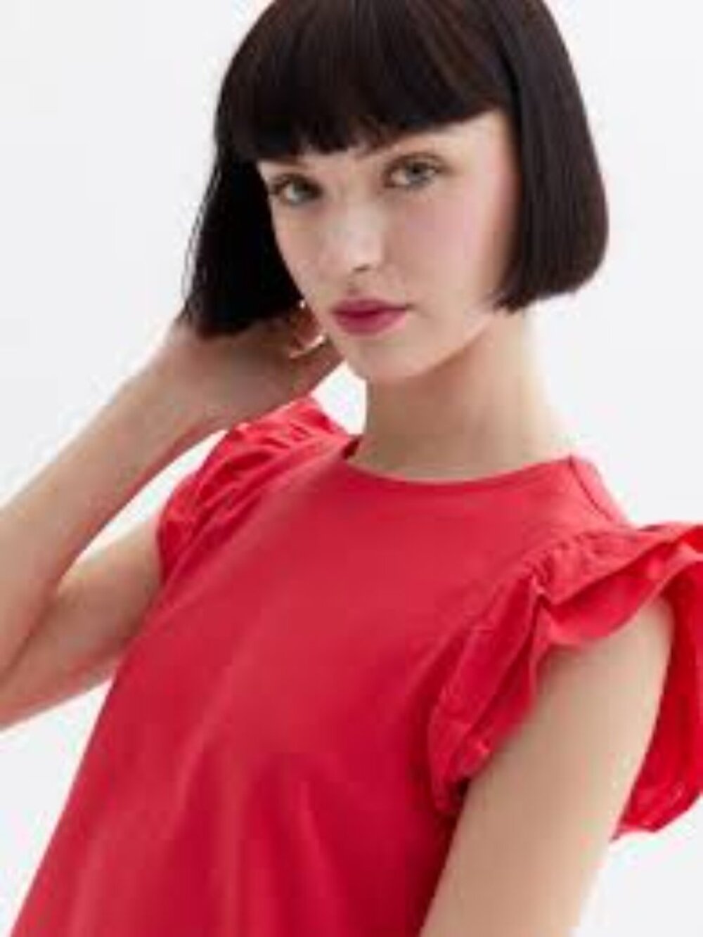 SWEET FLUTTER RUFFLE TOP - Red With Back Bow